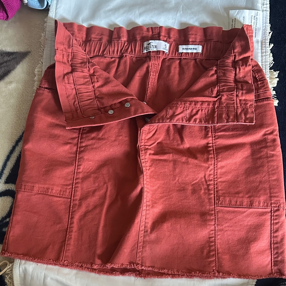 Hollister Women's High Low Skirt in Rust Red